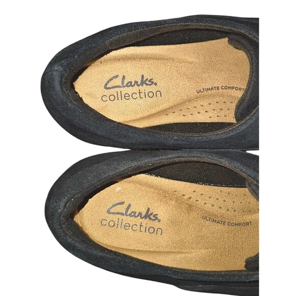 Clarks Collection Black Suede Slip On Comfort Career Loafers Sharon Sail Size 9M - Picture 3 of 7